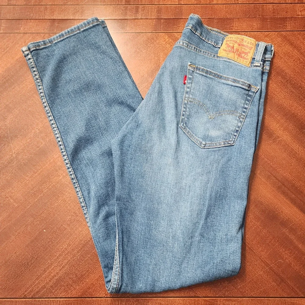 Levis Jeans Mens 34x36 Blue 505 Regular Fit Straight Leg Denim Casual Classic